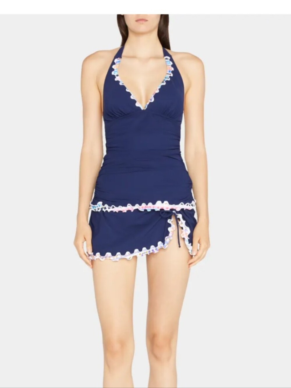 Profile By Gottex Navy Blue Ruffle Tankini Skirt Size 6 Top Size 10‎ See Pics